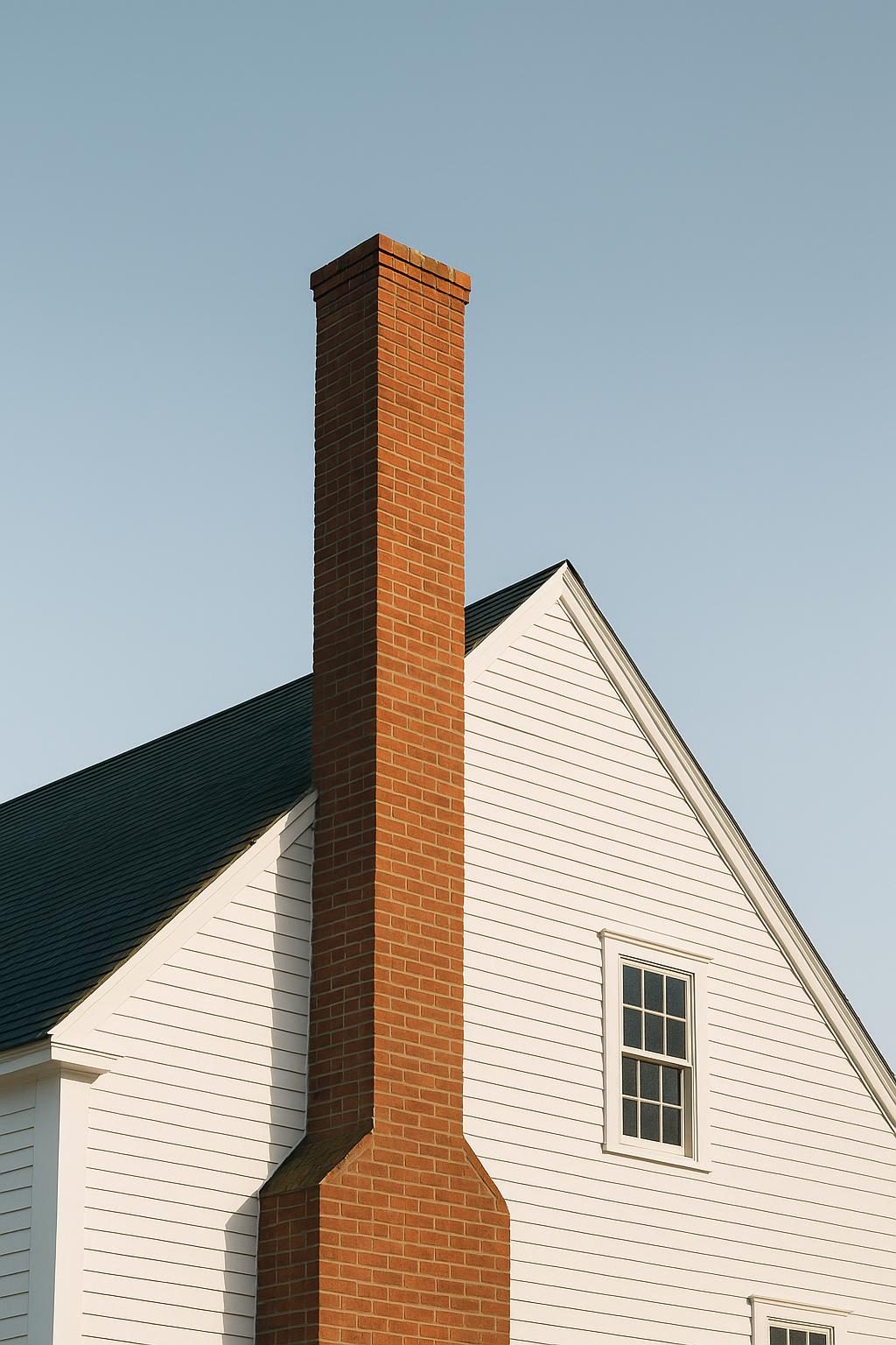 Brick chimney on a colonial house (illustration)